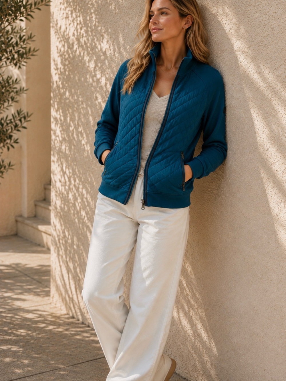 Noble Outfitters Teal Quilted Jacket Women’s Large | Equestrian Double Zip